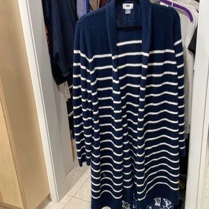 Cozy duster length open cardigan